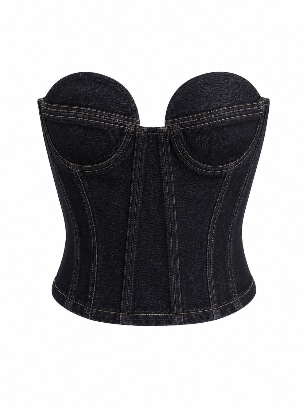 Zara Black Denim Bustier Top - Picture 1 of 4
